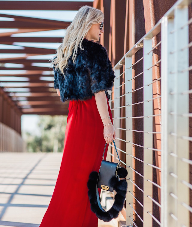OC fashion blogger Nikki Minton styles a Parker red dress for Valentine's Day glam.