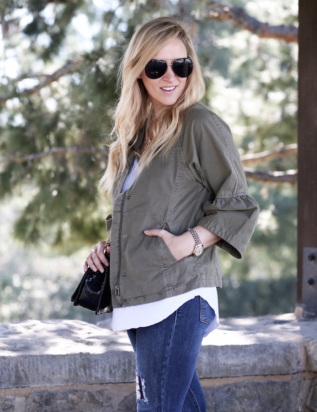 Orange County fashion blogger Nikki Prendergast of My Style Diaries wearing Blank NYC jeans and sneakers.