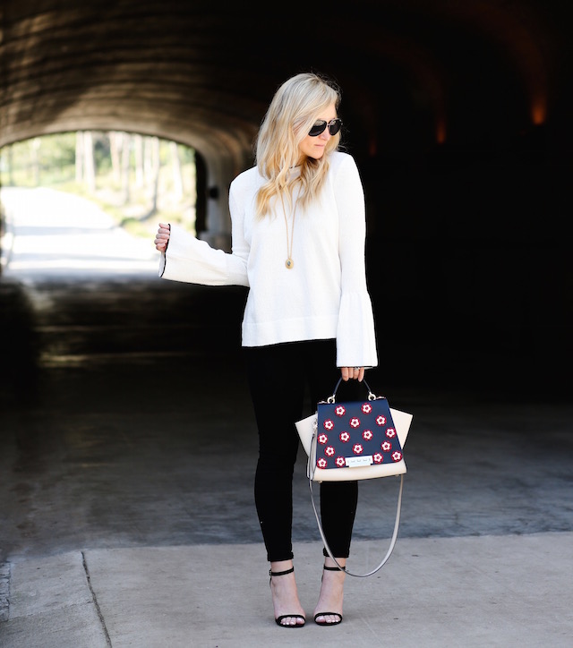 Orange County fashion blogger Nikki Prendergast wears an affordable spring sweater from the Who What Wear X Target spring collection.