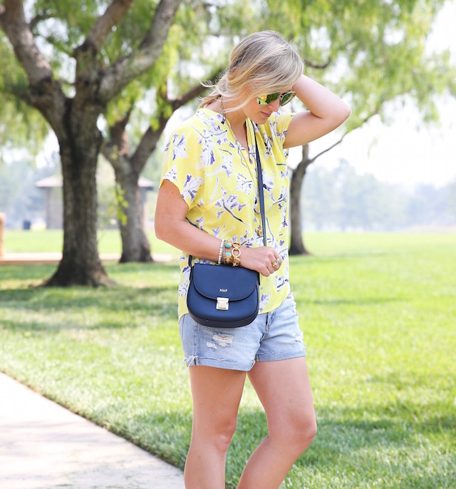 Easy denim shorts and the best yellow blouse for summer