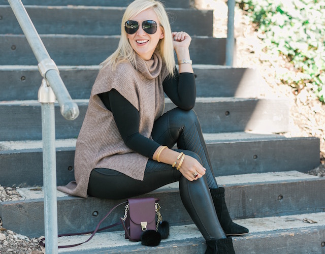 Fashion and lifestyle blogger Nikki Prendergast of My Style Diaries in Spanx moto leggings.
