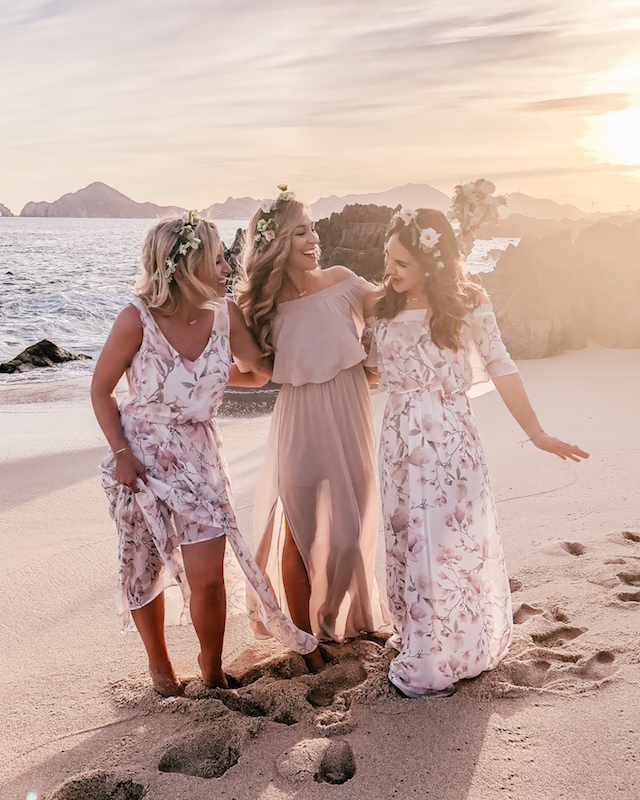 Show Me Your Mumu Bridesmaid dresses on the beach in Cabo