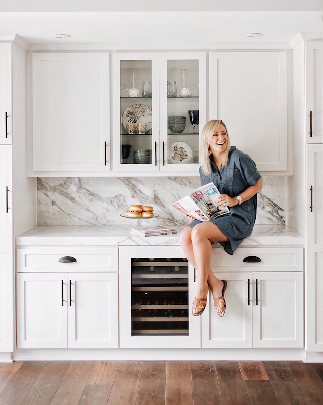 All white kitchen with Calacatta marble countertops | My Style Diaries blogger Nikki Prendergast
