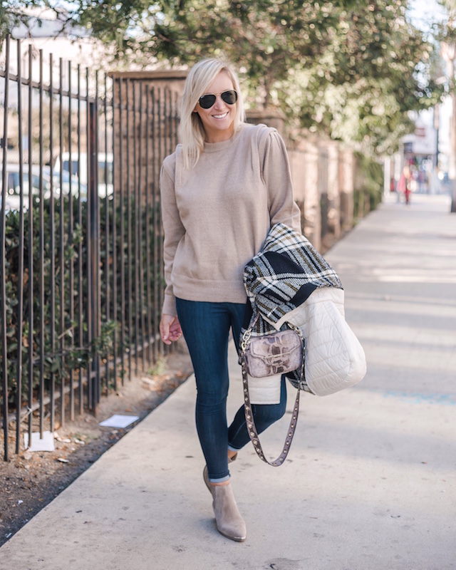 Mott & Bow high rise skinny jeans, Moon River sweater, Cinzia Rocca jacket | My Style Diaries blogger Nikki Prendergast